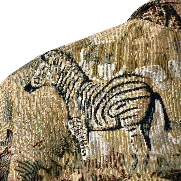 ITF Safari Tapestry Oversized Jacket 100% Cotton in Tan Embellished Buttons L/XL - Picture 13 of 14
